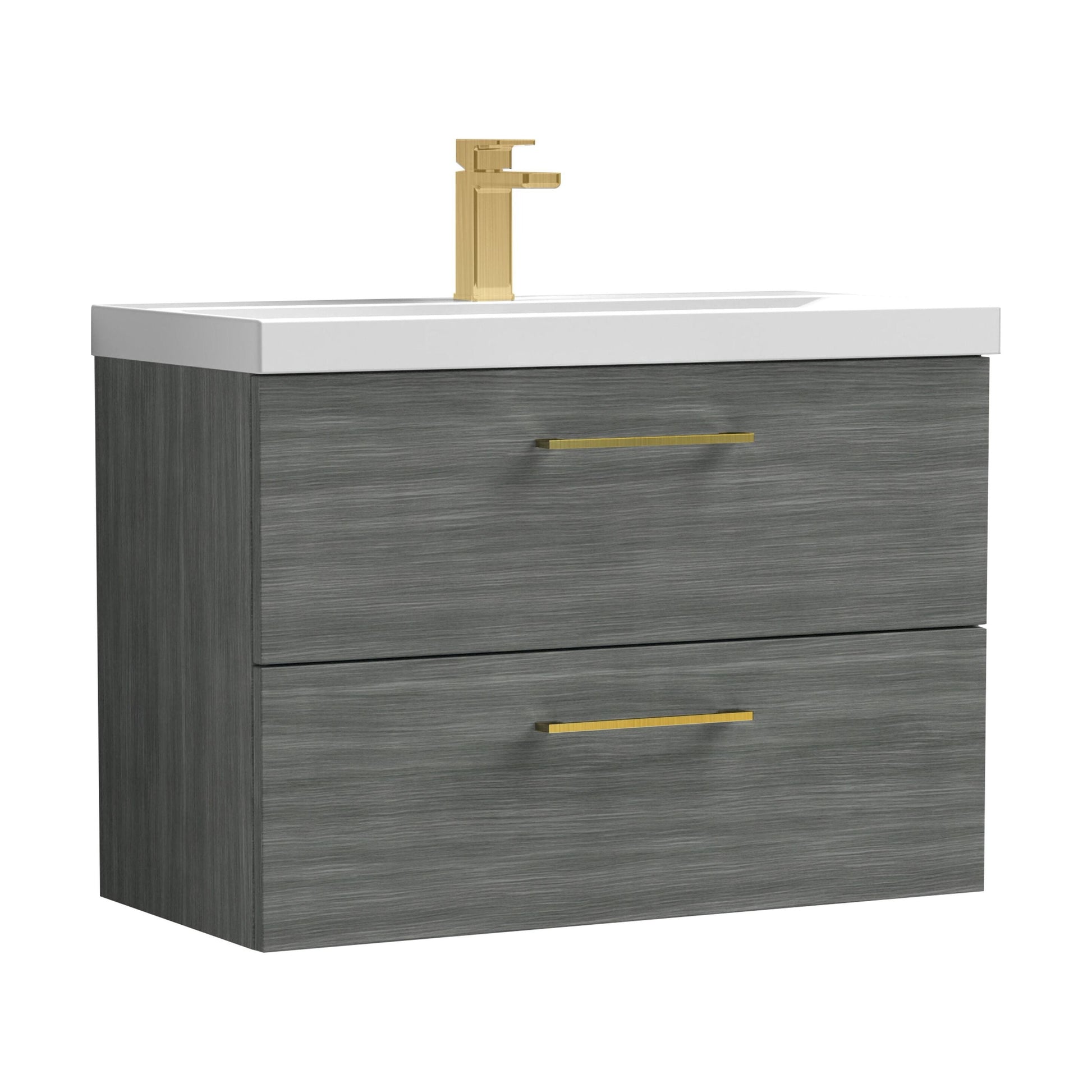 [BFLE526AH017] Bramshall Wall Hung 2 Drawer Vanity Unit with Mid-Edge Ceramic Basin - Choice of Colour, Handle Finish and Size - Cutout