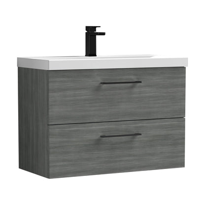 [BFLE526AH018] Bramshall Wall Hung 2 Drawer Vanity Unit with Mid-Edge Ceramic Basin - Choice of Colour, Handle Finish and Size - Cutout