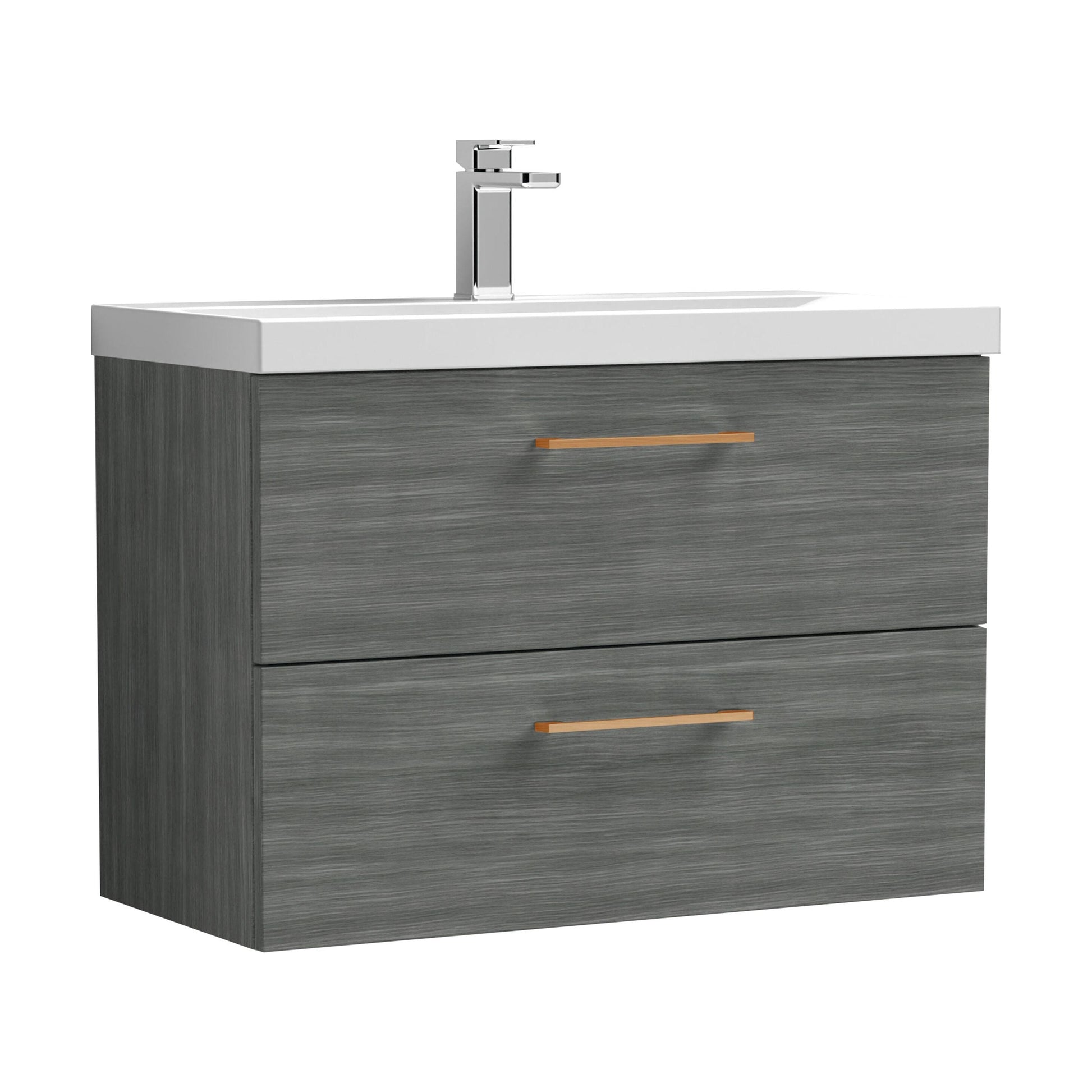 [BFLE526AH019] Bramshall Wall Hung 2 Drawer Vanity Unit with Mid-Edge Ceramic Basin - Choice of Colour, Handle Finish and Size - Cutout