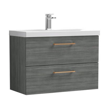 [BFLE526AH019] Bramshall Wall Hung 2 Drawer Vanity Unit with Mid-Edge Ceramic Basin - Choice of Colour, Handle Finish and Size - Cutout