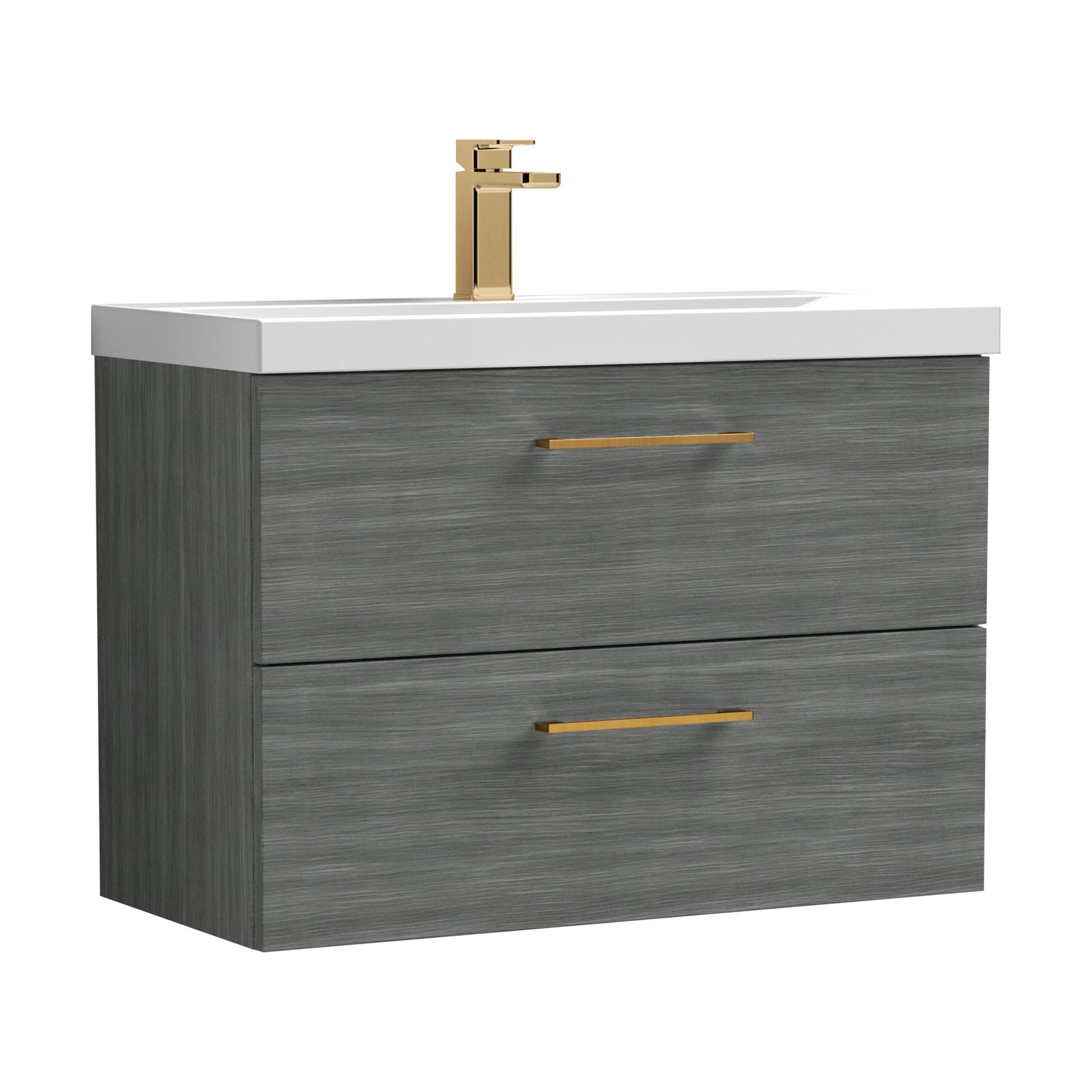 [BFLE526AH1516] Bramshall Wall Hung 2 Drawer Vanity Unit with Mid-Edge Ceramic Basin - Choice of Colour, Handle Finish and Size - Cutout