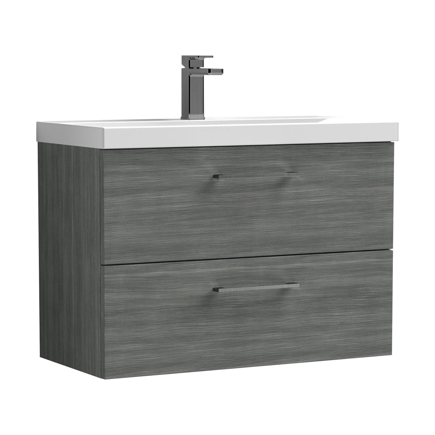 [BFLE526AH716] Bramshall Wall Hung 2 Drawer Vanity Unit with Mid-Edge Ceramic Basin - Choice of Colour, Handle Finish and Size - Cutout
