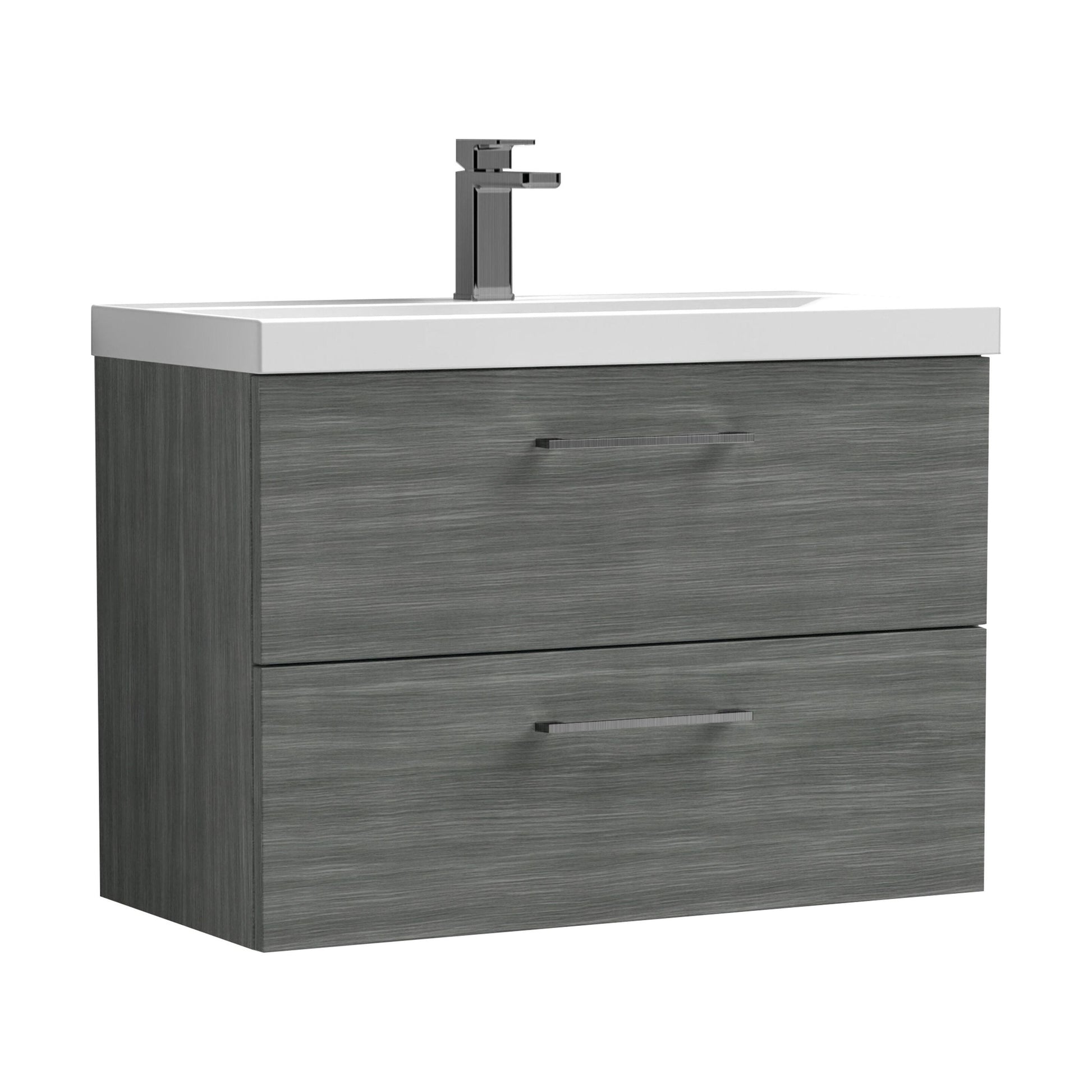 [BFLE526AH716] Bramshall Wall Hung 2 Drawer Vanity Unit with Mid-Edge Ceramic Basin - Choice of Colour, Handle Finish and Size - Cutout