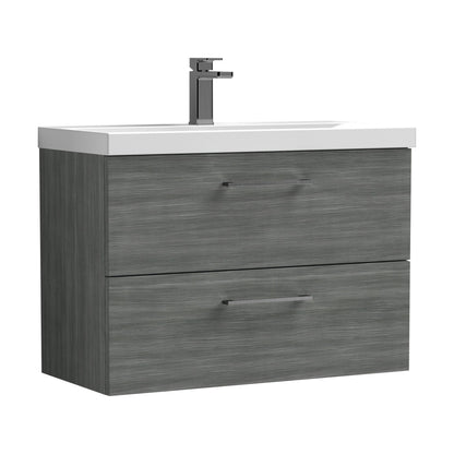 [BFLE526AH716] Bramshall Wall Hung 2 Drawer Vanity Unit with Mid-Edge Ceramic Basin - Choice of Colour, Handle Finish and Size - Cutout