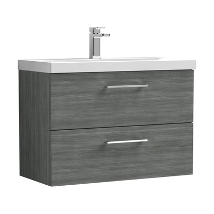 [BFLE526A] Bramshall Wall Hung 2 Drawer Vanity Unit with Mid-Edge Ceramic Basin - Choice of Colour, Handle Finish and Size - Cutout