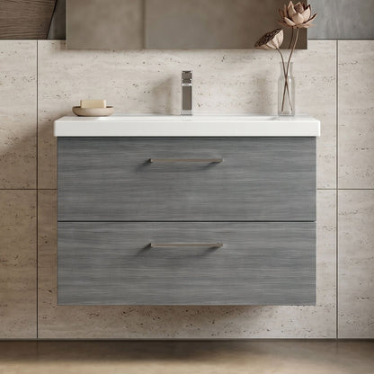 [BFLE526A] Bramshall Wall Hung 2 Drawer Vanity Unit with Mid-Edge Ceramic Basin - Choice of Colour, Handle Finish and Size - Silo