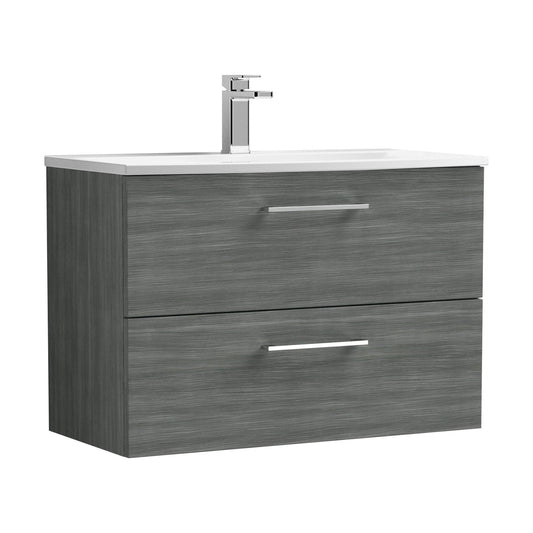 [BFLE526G] Balterley  Modern Bathroom 2 Soft Close Drawer Wall Hung Vanity & Basin, Anthracite, 800mm - Cutout