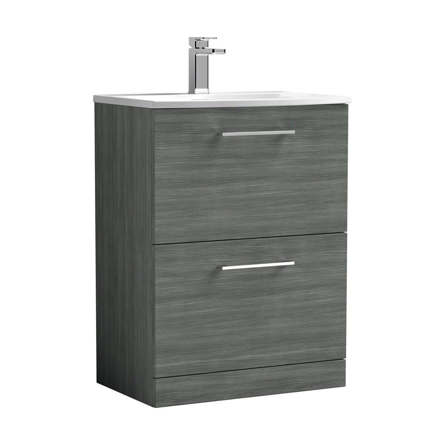 [BFLE533G] Balterley  Modern Bathroom 2 Soft Close Drawer Floor Standing Vanity & Basin, Anthracite, 600mm - Cutout