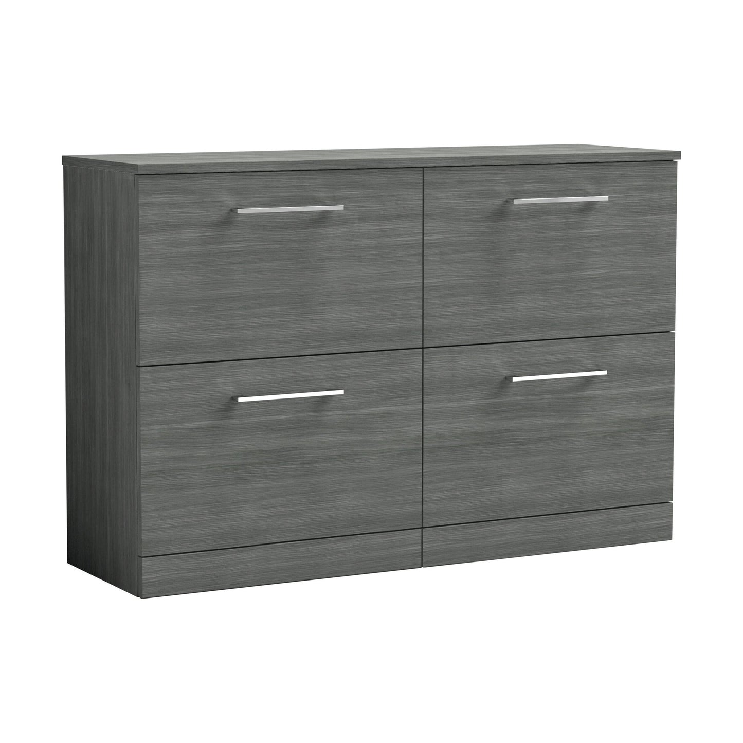 [BFLE533W2] Balterley Level Modern Bathroom 4 Drawer Floor Standing Vanity Unit with Worktop & Handles, Anthracite Woodgrain, 1205 mm - Cutout