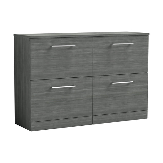 [BFLE533W2] Balterley Level Modern Bathroom 4 Drawer Floor Standing Vanity Unit with Worktop & Handles, Anthracite Woodgrain, 1205 mm - Cutout