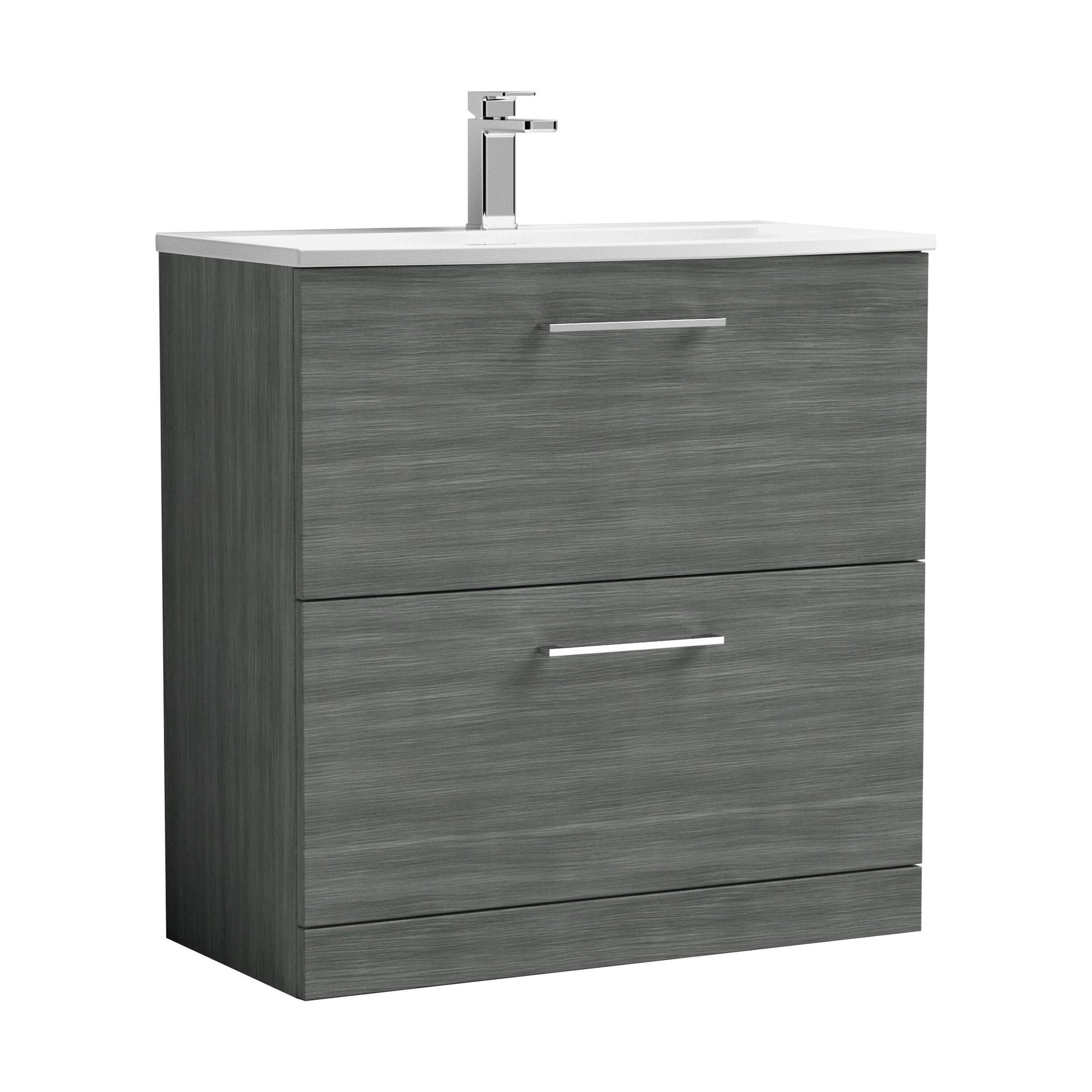 [BFLE535G] Balterley  Modern Bathroom 2 Soft Close Drawer Floor Standing Vanity & Basin, Anthracite, 800mm - Cutout
