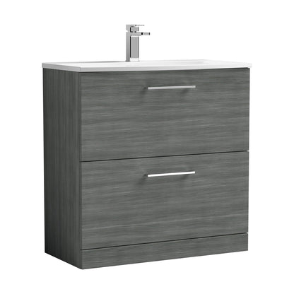 [BFLE535G] Balterley  Modern Bathroom 2 Soft Close Drawer Floor Standing Vanity & Basin, Anthracite, 800mm - Cutout