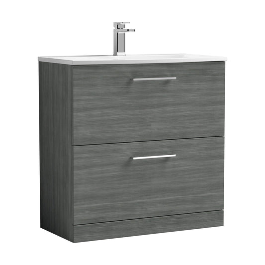 [BFLE535G] Balterley  Modern Bathroom 2 Soft Close Drawer Floor Standing Vanity & Basin, Anthracite, 800mm - Cutout