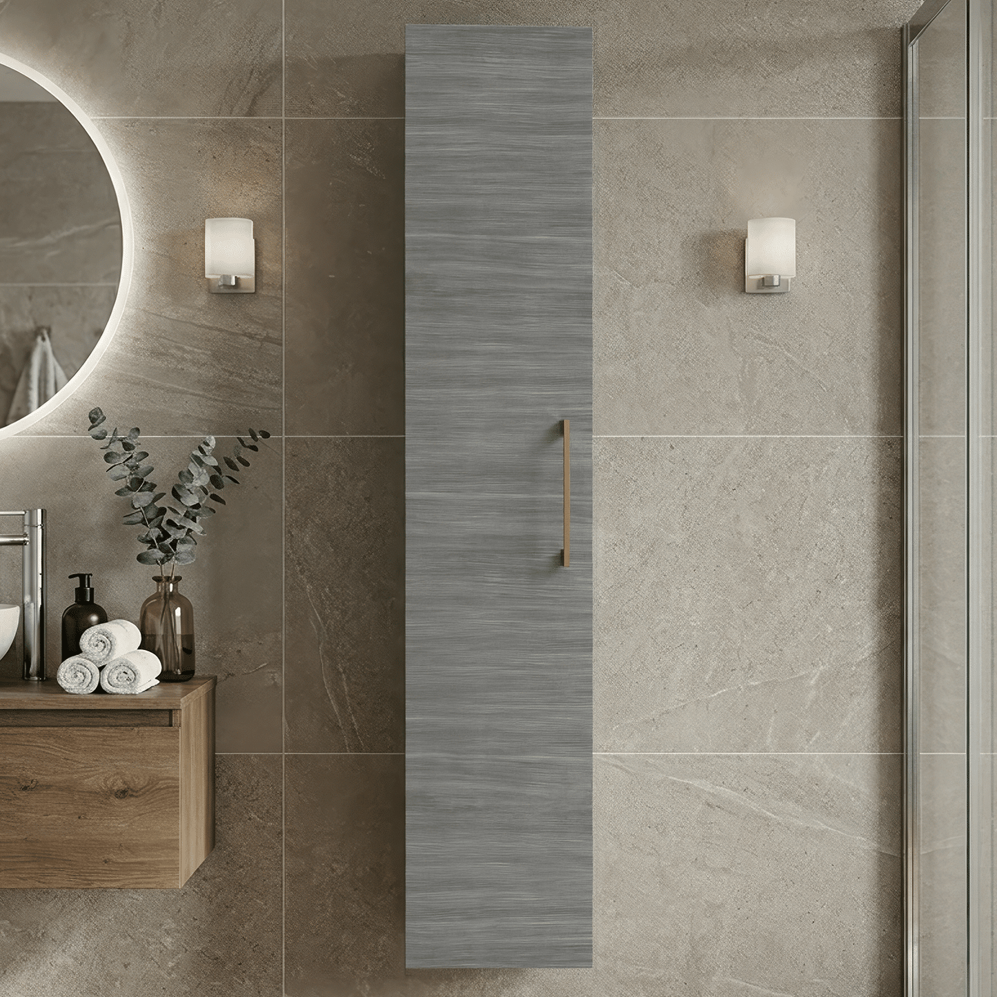 [BFLE561NH017] Bramshall 300mm Wall Hung 1 Door Tall Unit - Choice of Colour and Handle Finish - Silo