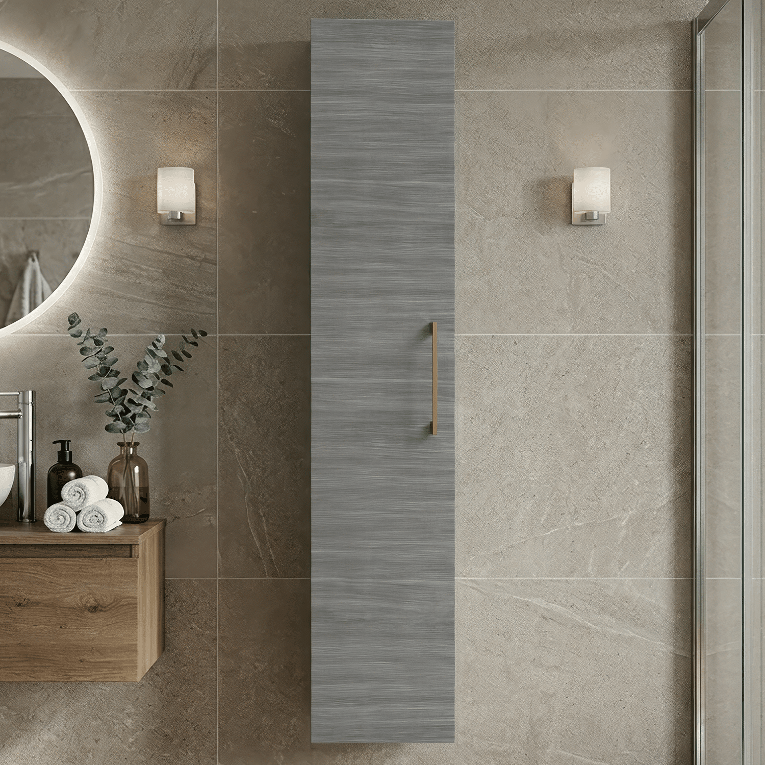 [BFLE561NH017] Bramshall 300mm Wall Hung 1 Door Tall Unit - Choice of Colour and Handle Finish - Silo