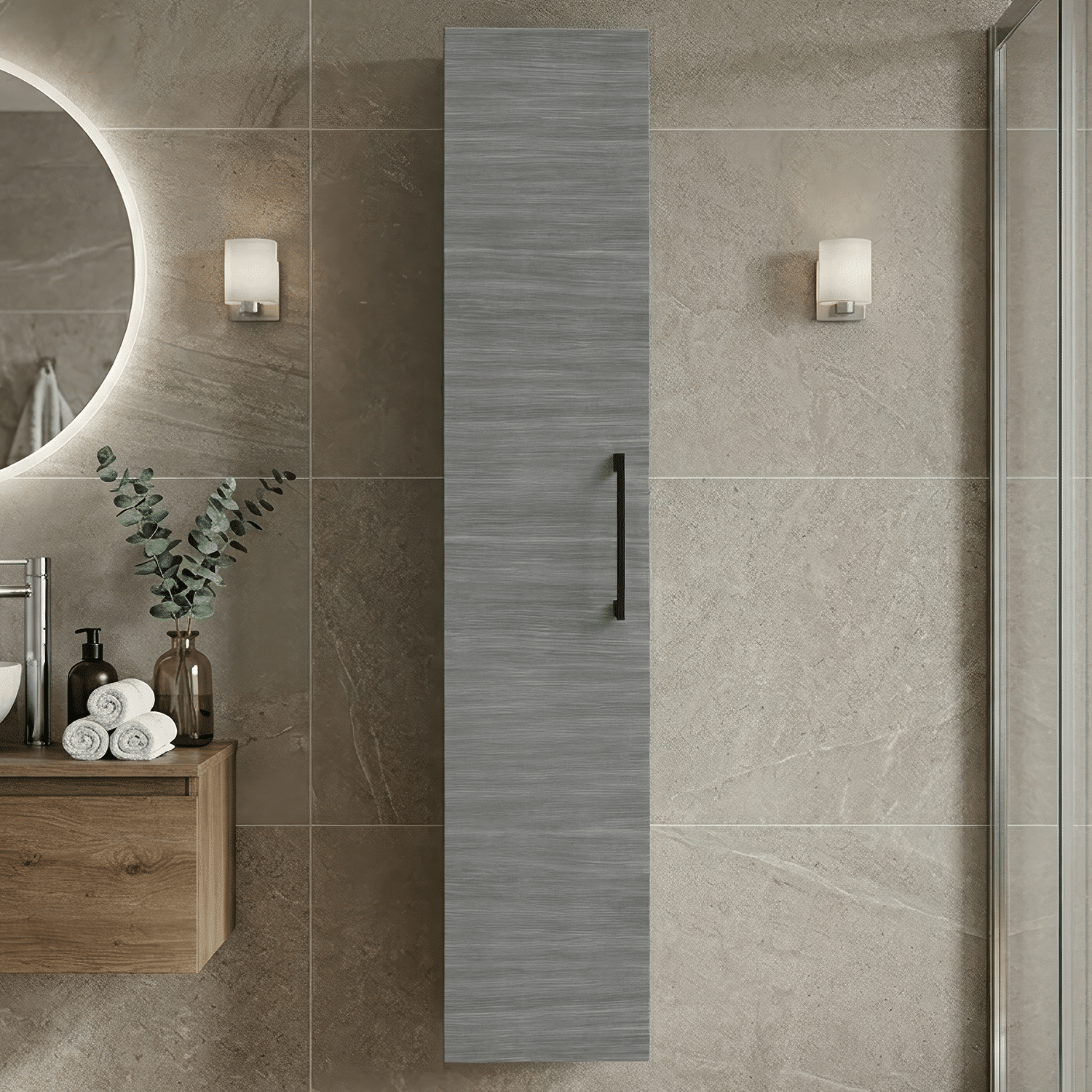 [BFLE561NH018] Bramshall 300mm Wall Hung 1 Door Tall Unit - Choice of Colour and Handle Finish - Silo