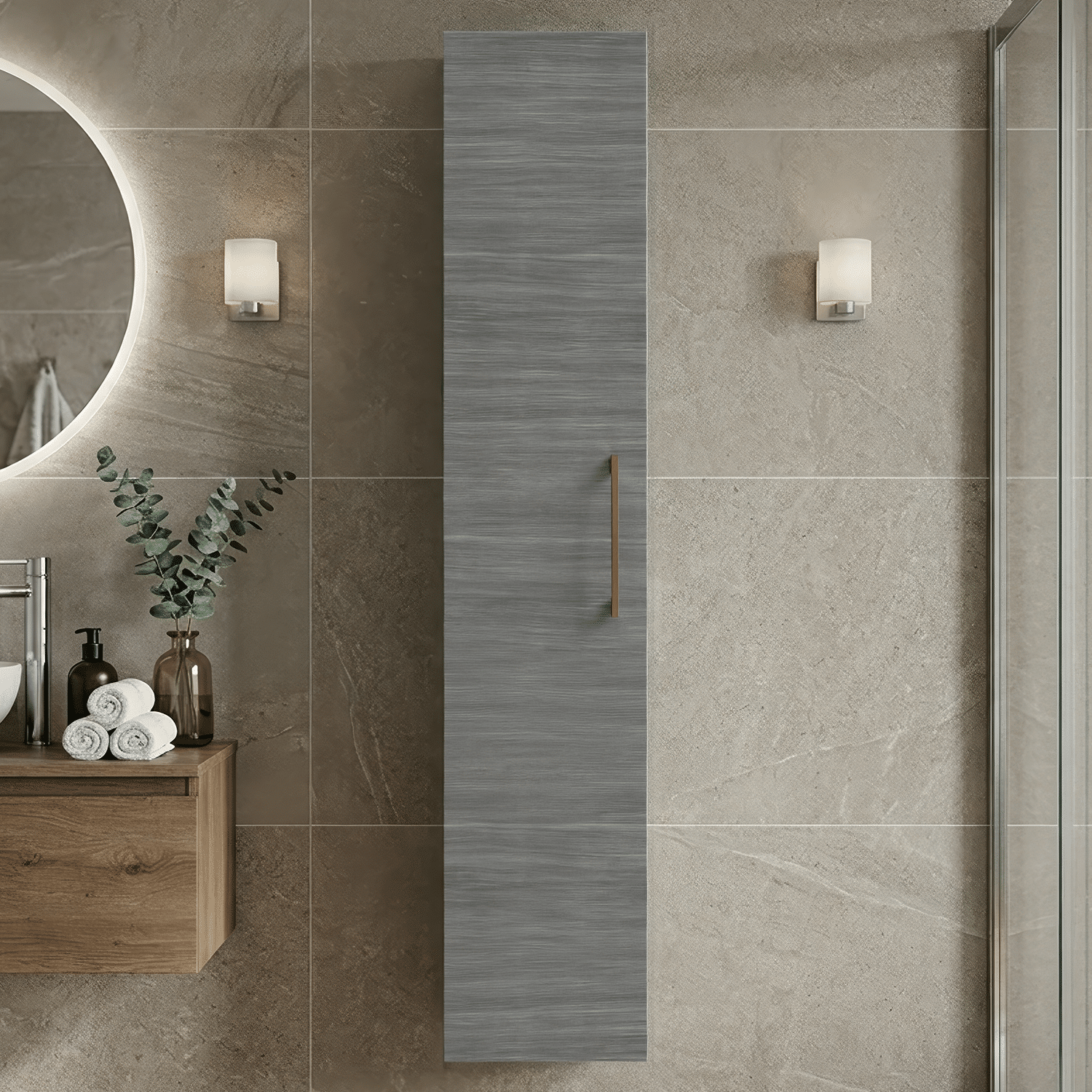 [BFLE561NH1516] Bramshall 300mm Wall Hung 1 Door Tall Unit - Choice of Colour and Handle Finish - Silo
