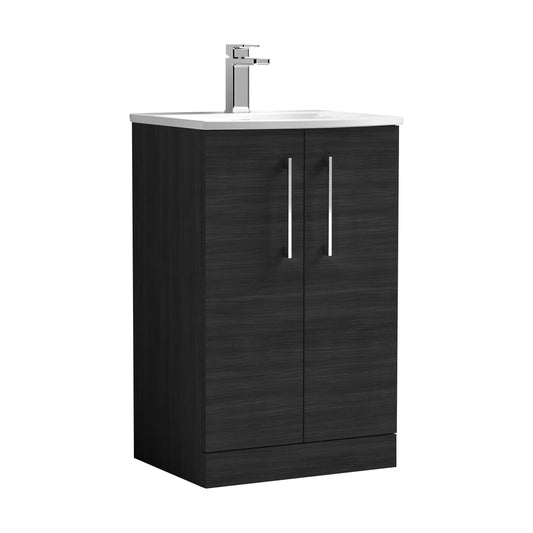 [BFLE601G] Balterley  Modern Bathroom 2 Soft Close Door Floor Standing Vanity & Basin, Charcoal Black, 500mm - Cutout