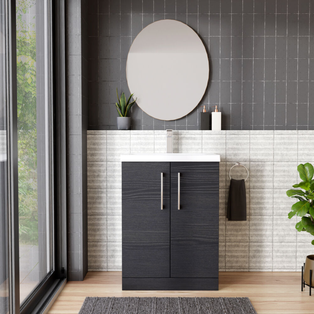 [BFLE603A] Contemporary Floor Standing Vanity Unit with Mid-Edge Basin, Choice of Size - Lifestyle 1