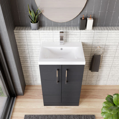 [BFLE603A] Contemporary Floor Standing Vanity Unit with Mid-Edge Basin, Choice of Size - Lifestyle 2