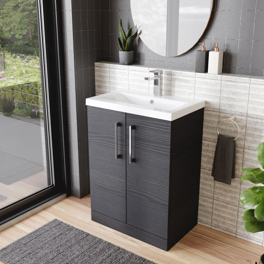 [BFLE603A] Contemporary Floor Standing Vanity Unit with Mid-Edge Basin, Choice of Size - Lifestyle 3