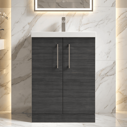 [BFLE603A] Contemporary Floor Standing Vanity Unit with Mid-Edge Basin, Choice of Size - Silo