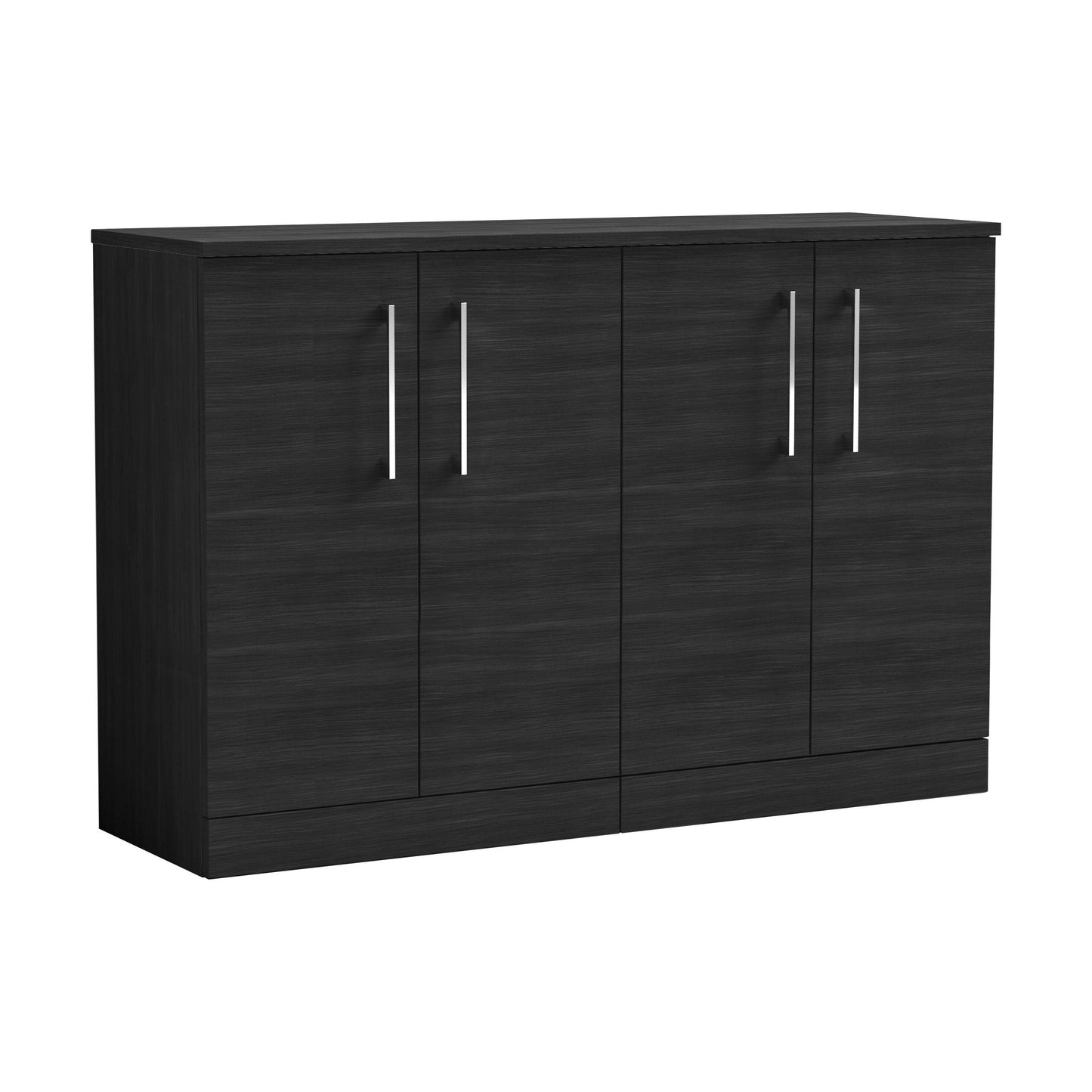 [BFLE603W2] Balterley Level Modern Bathroom 2 Door Floor Standing Vanity Unit with Worktop & Handles, Black Woodgrain, 1205 mm - Cutout