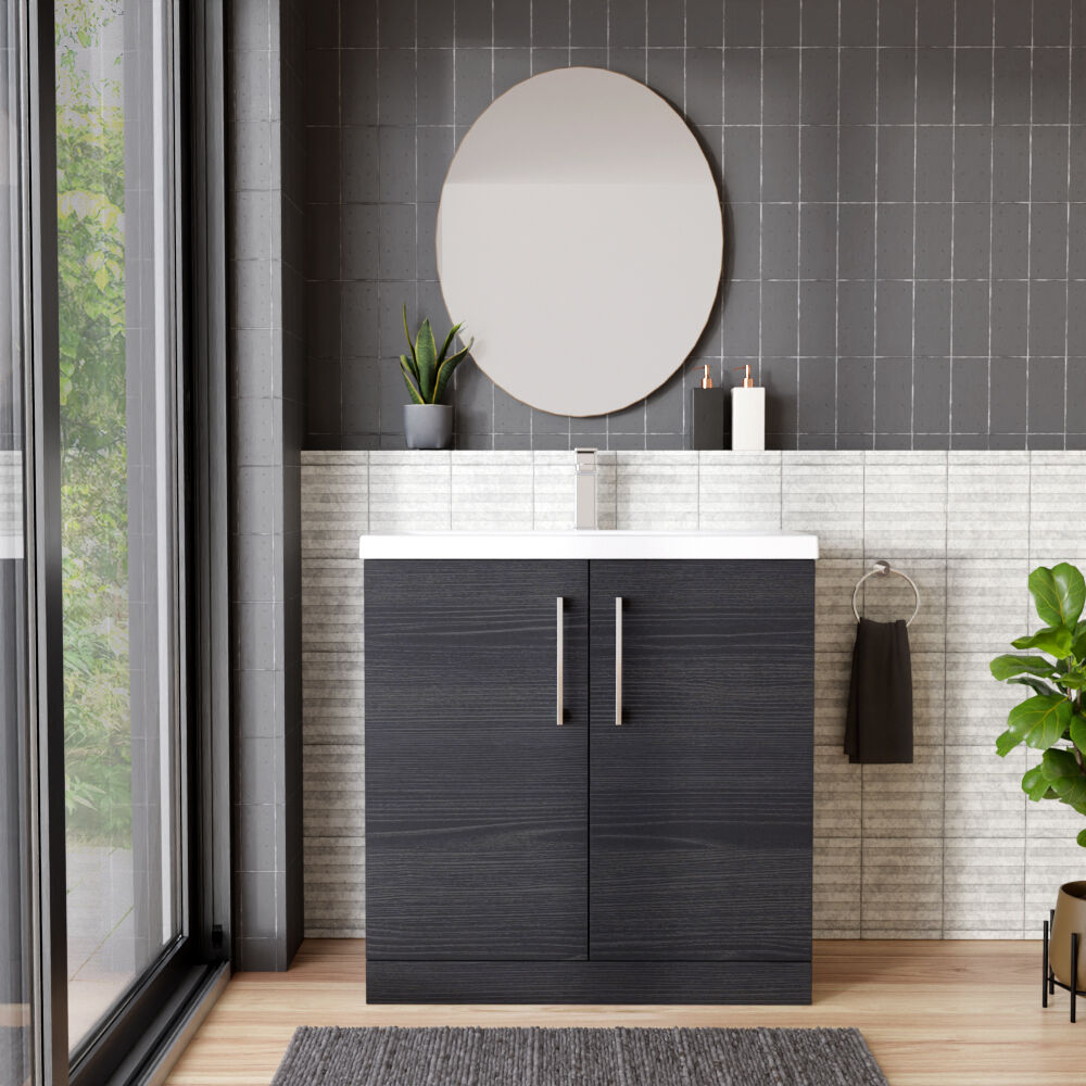 [BFLE605A] Contemporary Floor Standing Vanity Unit with Mid-Edge Basin, Choice of Size - Lifestyle 1