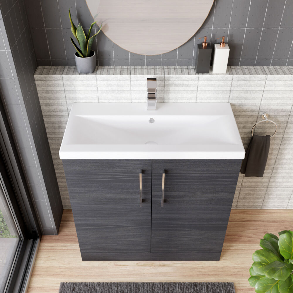 [BFLE605A] Contemporary Floor Standing Vanity Unit with Mid-Edge Basin, Choice of Size - Lifestyle 2