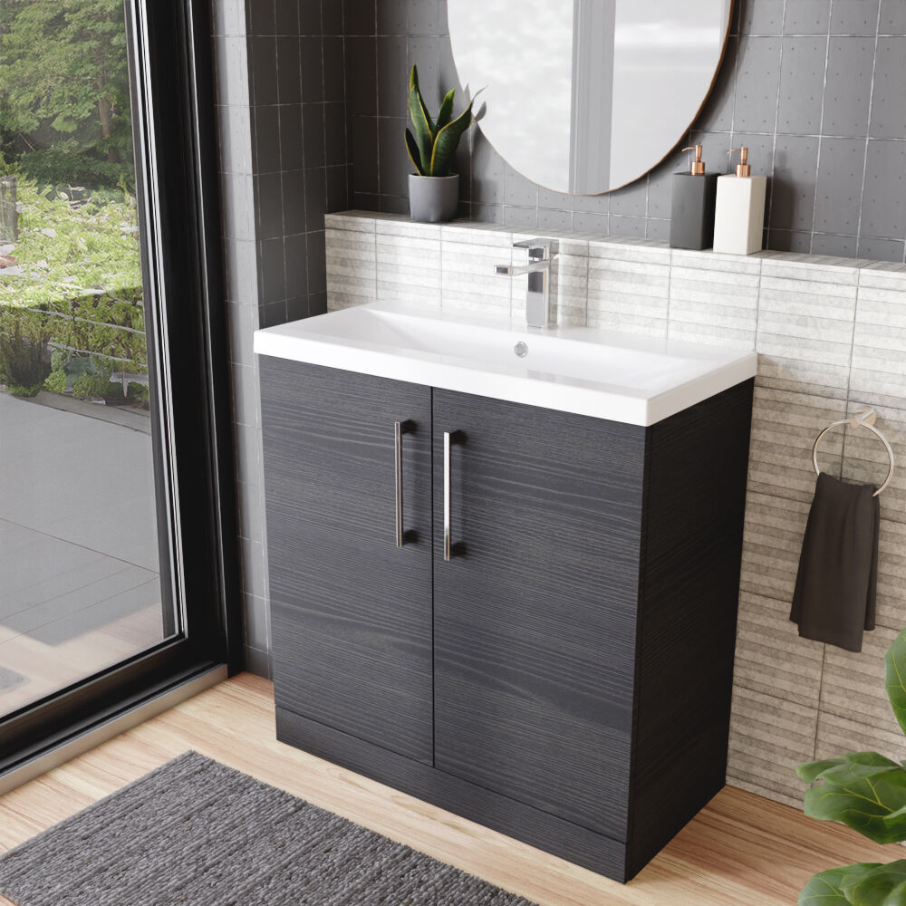 [BFLE605A] Contemporary Floor Standing Vanity Unit with Mid-Edge Basin, Choice of Size - Lifestyle 3