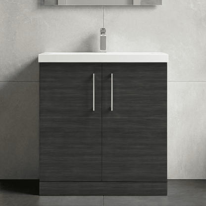 [BFLE605A] Contemporary Floor Standing Vanity Unit with Mid-Edge Basin, Choice of Size - Silo