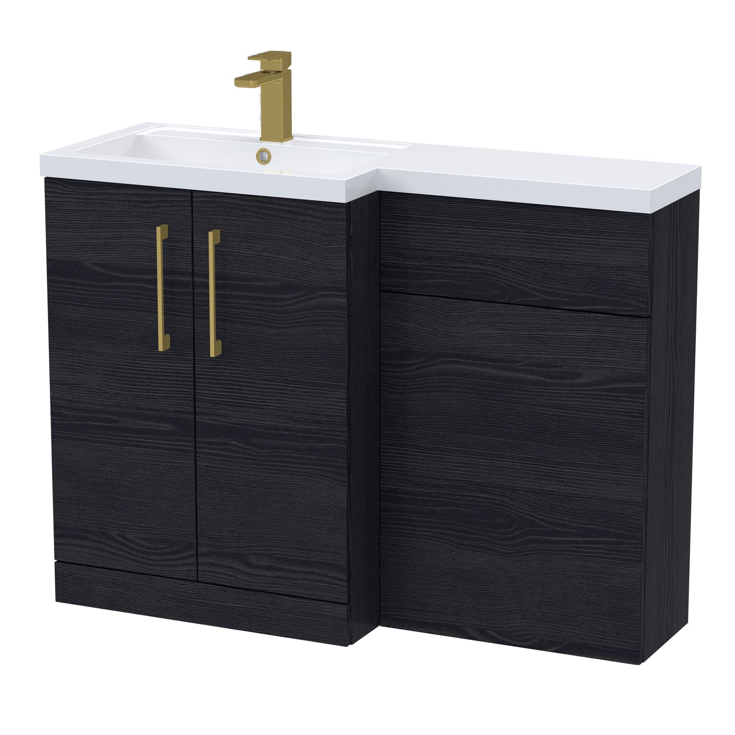 [BFLE611LH017] Bramshall Combination Vanity Unit with Basin & WC, Left Hand, 1100mm x 390mm - Choice of Colour and Handle Finish - Cutout