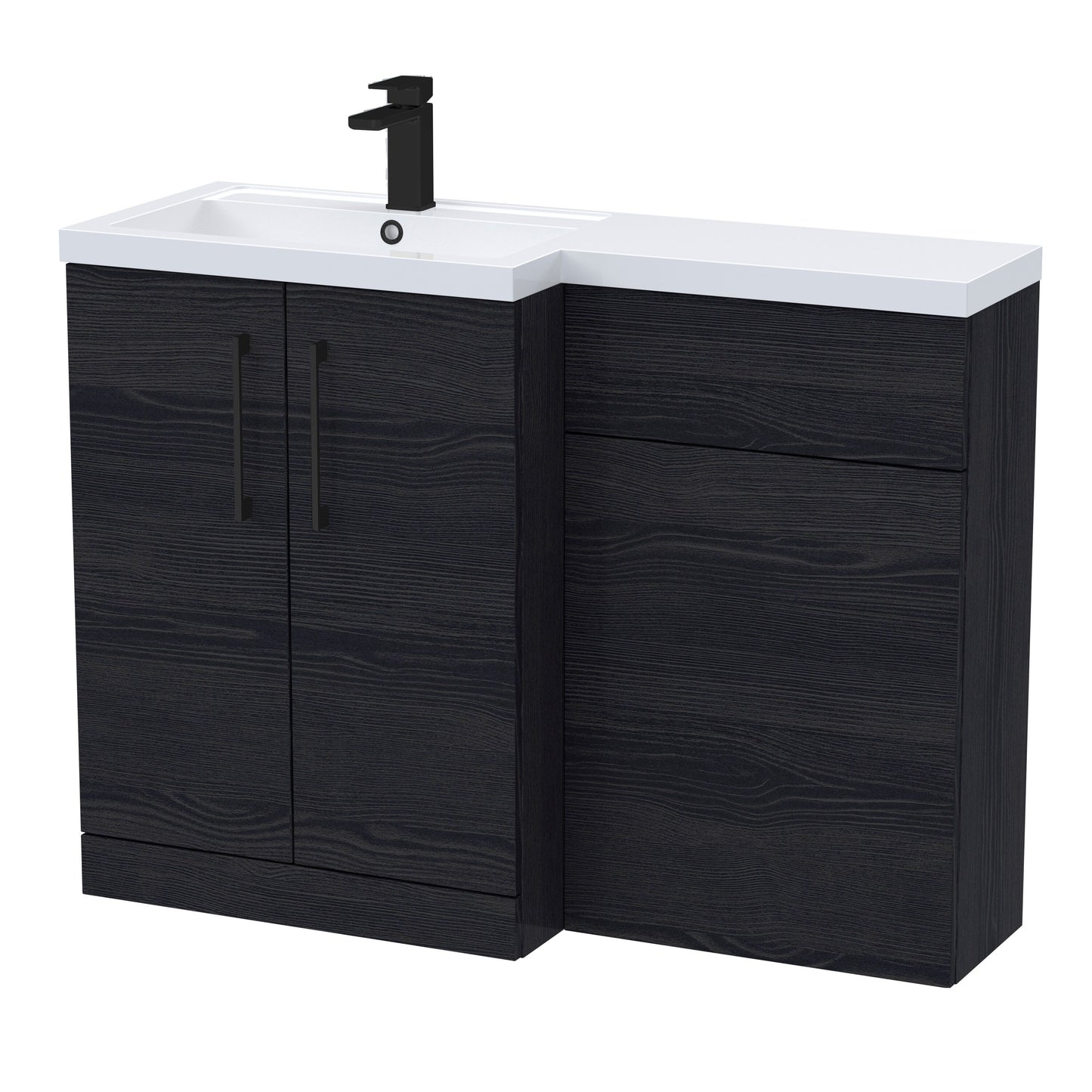 [BFLE611LH018] Bramshall Combination Vanity Unit with Basin & WC, Left Hand, 1100mm x 390mm - Choice of Colour and Handle Finish - Cutout