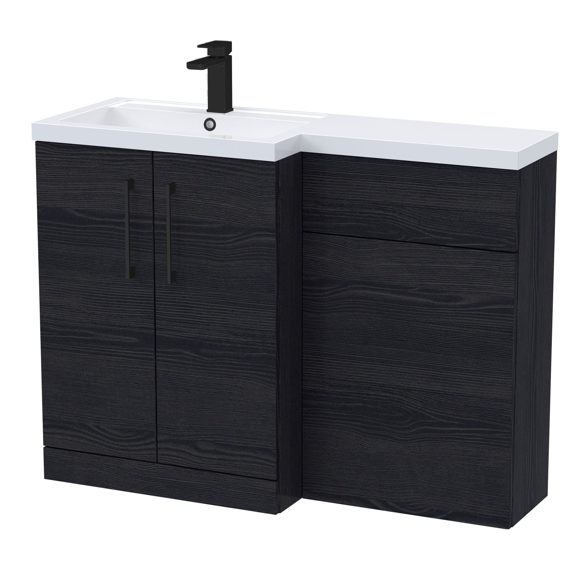 [BFLE611LH018] Bramshall Combination Vanity Unit with Basin & WC, Left Hand, 1100mm x 390mm - Choice of Colour and Handle Finish - Cutout