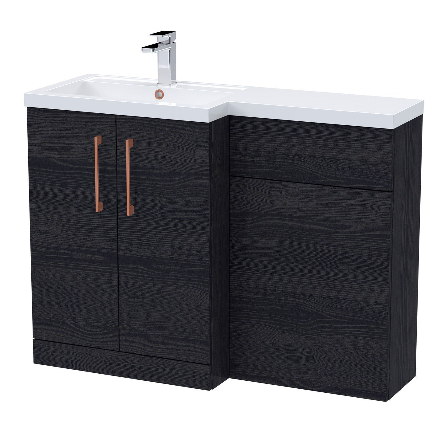 [BFLE611LH019] Bramshall Combination Vanity Unit with Basin & WC, Left Hand, 1100mm x 390mm - Choice of Colour and Handle Finish - Cutout