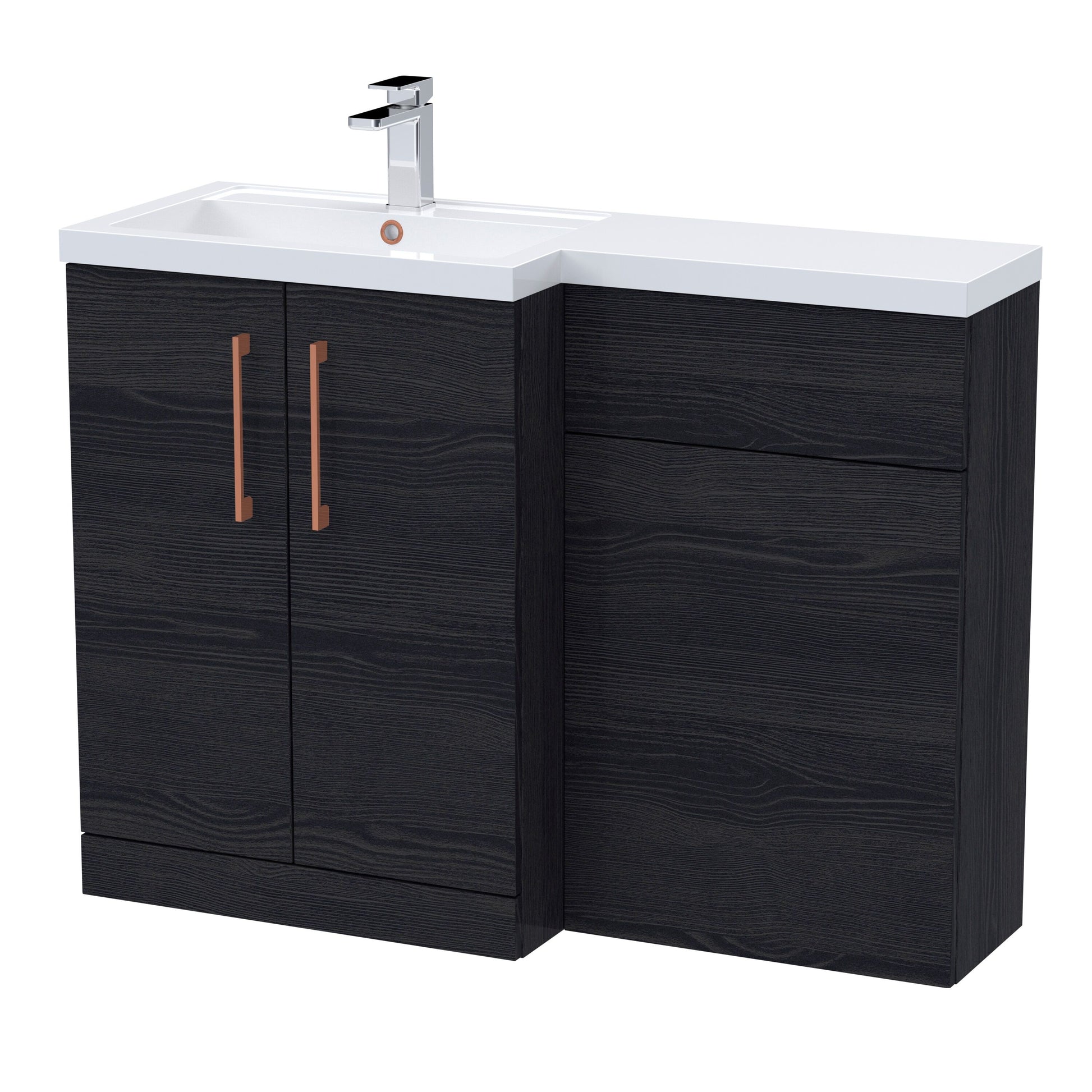 [BFLE611LH019] Bramshall Combination Vanity Unit with Basin & WC, Left Hand, 1100mm x 390mm - Choice of Colour and Handle Finish - Cutout