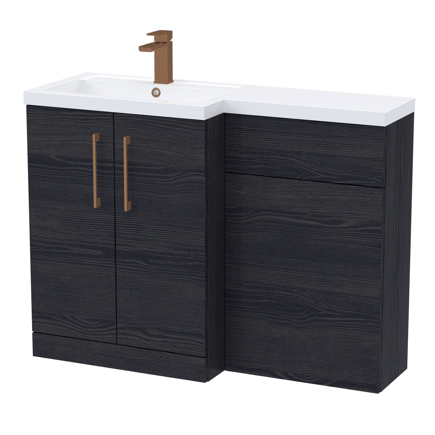 [BFLE611LH1516] Bramshall Combination Vanity Unit with Basin & WC, Left Hand, 1100mm x 390mm - Choice of Colour and Handle Finish - Cutout