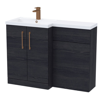[BFLE611LH1516] Bramshall Combination Vanity Unit with Basin & WC, Left Hand, 1100mm x 390mm - Choice of Colour and Handle Finish - Cutout