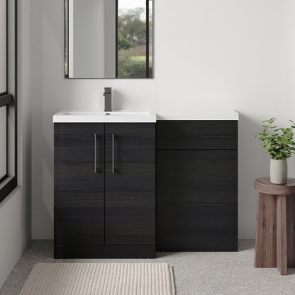 [BFLE611LH716] Bramshall Combination Vanity Unit with Basin & WC, Left Hand, 1100mm x 390mm - Choice of Colour and Handle Finish - Lifestyle 1