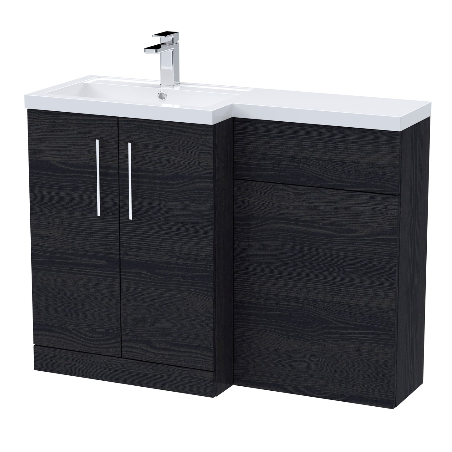 [BFLE611L] Bramshall Combination Vanity Unit with Basin & WC, Left Hand, 1100mm x 390mm - Choice of Colour and Handle Finish - Cutout