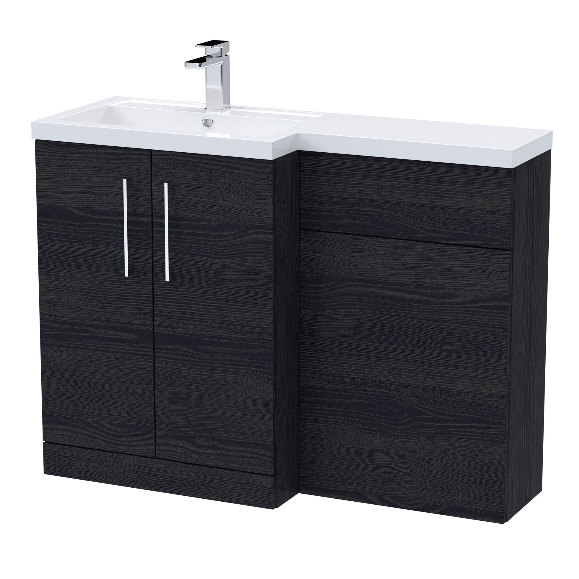 [BFLE611L] Bramshall Combination Vanity Unit with Basin & WC, Left Hand, 1100mm x 390mm - Choice of Colour and Handle Finish - Cutout