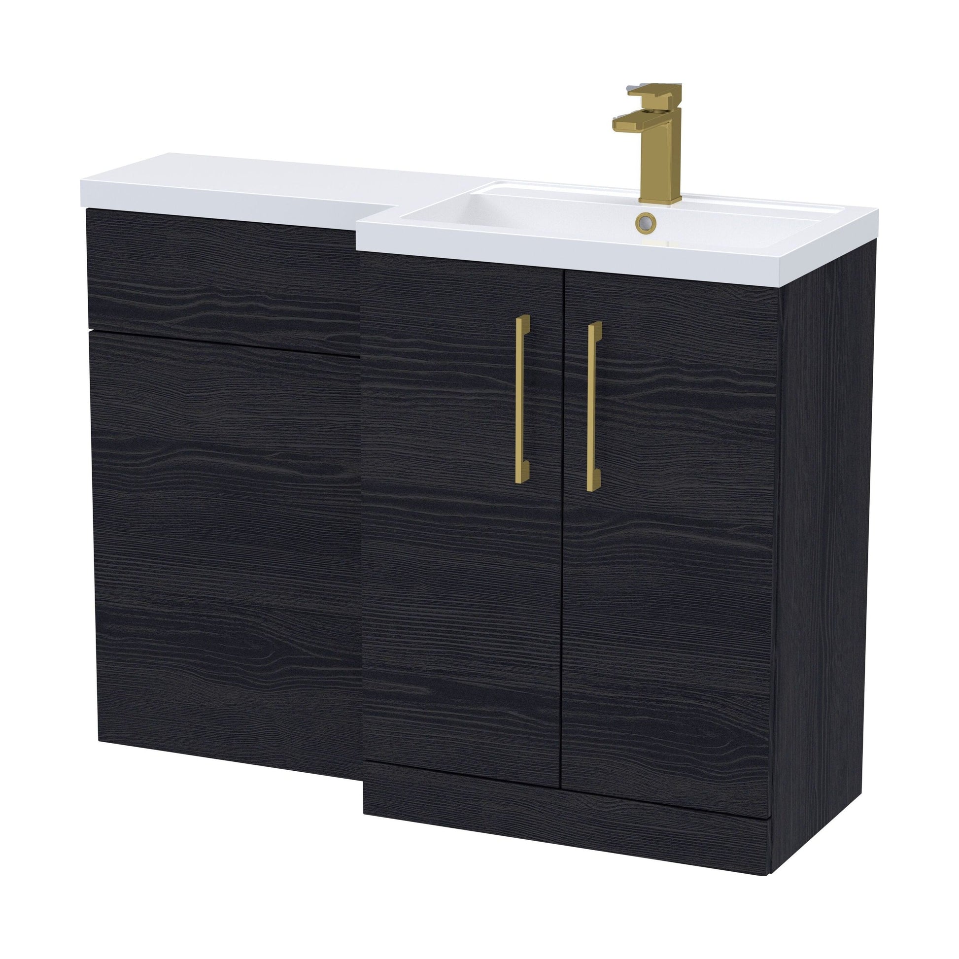 [BFLE611RH017] Bramshall Combination Vanity Unit with Basin & WC, Right Hand, 1100mm x 390mm - Choice of Colour and Handle Finish - Cutout