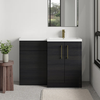 [BFLE611RH017] Bramshall Combination Vanity Unit with Basin & WC, Right Hand, 1100mm x 390mm - Choice of Colour and Handle Finish - Lifestyle 1
