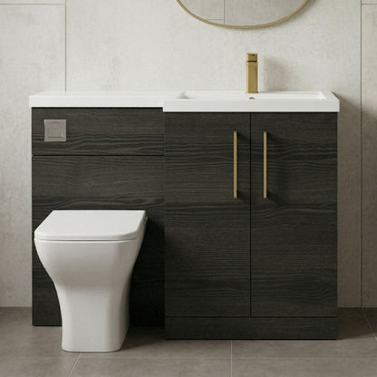 [BFLE611RH017] Bramshall Combination Vanity Unit with Basin & WC, Right Hand, 1100mm x 390mm - Choice of Colour and Handle Finish - Silo