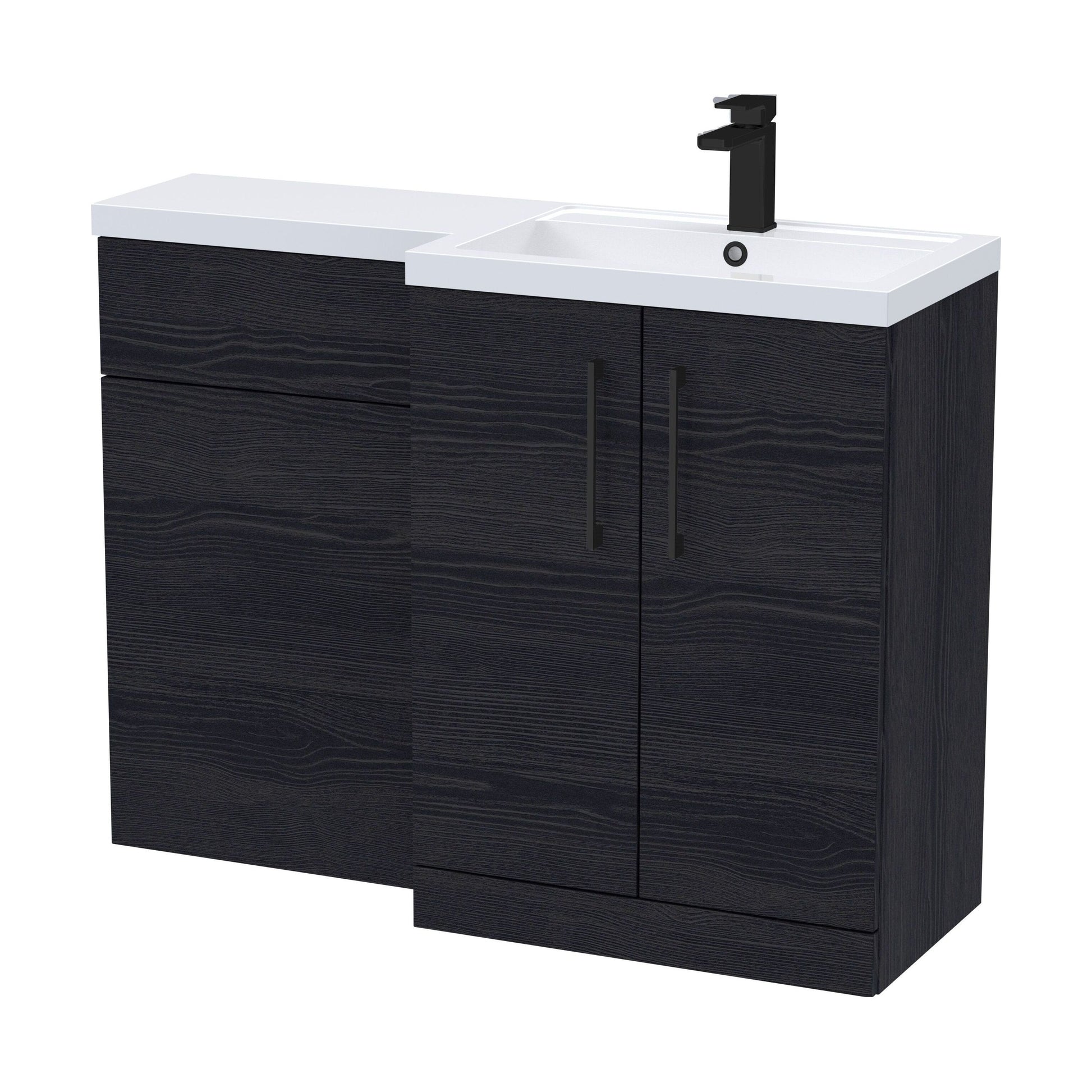 [BFLE611RH018] Bramshall Combination Vanity Unit with Basin & WC, Right Hand, 1100mm x 390mm - Choice of Colour and Handle Finish - Cutout
