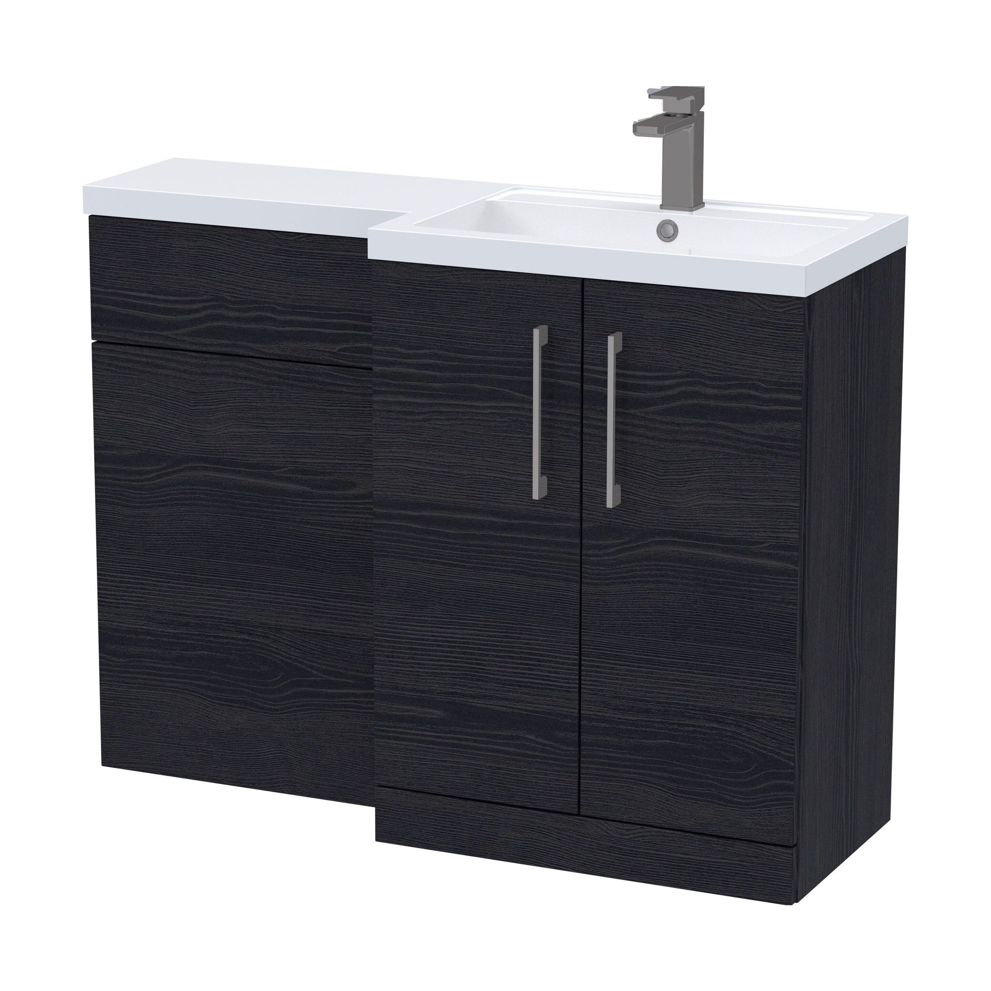 [BFLE611RH716] Bramshall Combination Vanity Unit with Basin & WC, Right Hand, 1100mm x 390mm - Choice of Colour and Handle Finish - Cutout