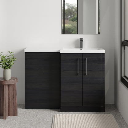 [BFLE611RH716] Bramshall Combination Vanity Unit with Basin & WC, Right Hand, 1100mm x 390mm - Choice of Colour and Handle Finish - Lifestyle 1