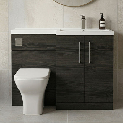 [BFLE611RH716] Bramshall Combination Vanity Unit with Basin & WC, Right Hand, 1100mm x 390mm - Choice of Colour and Handle Finish - Silo