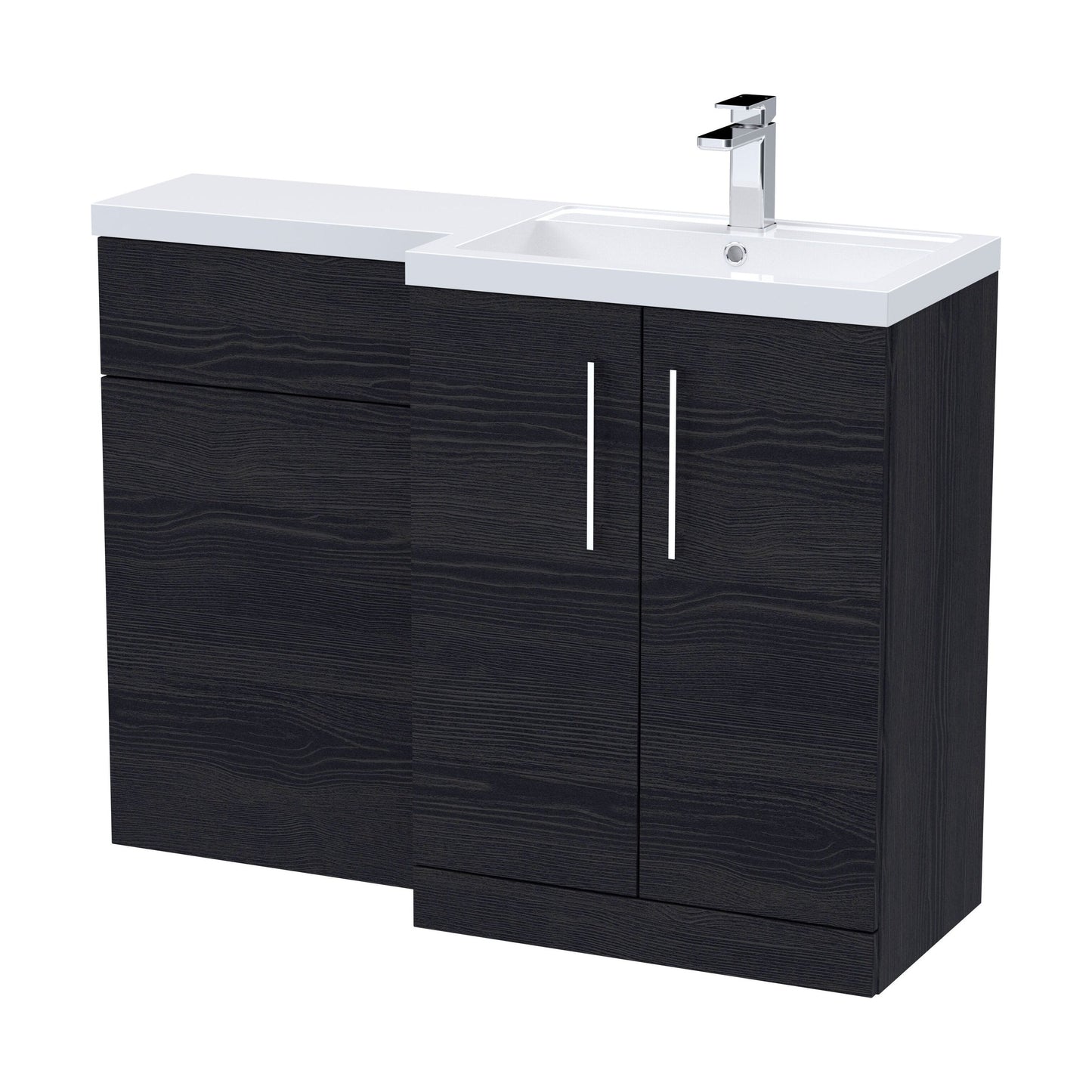 [BFLE611R] Bramshall Combination Vanity Unit with Basin & WC, Right Hand, 1100mm x 390mm - Choice of Colour and Handle Finish - Cutout
