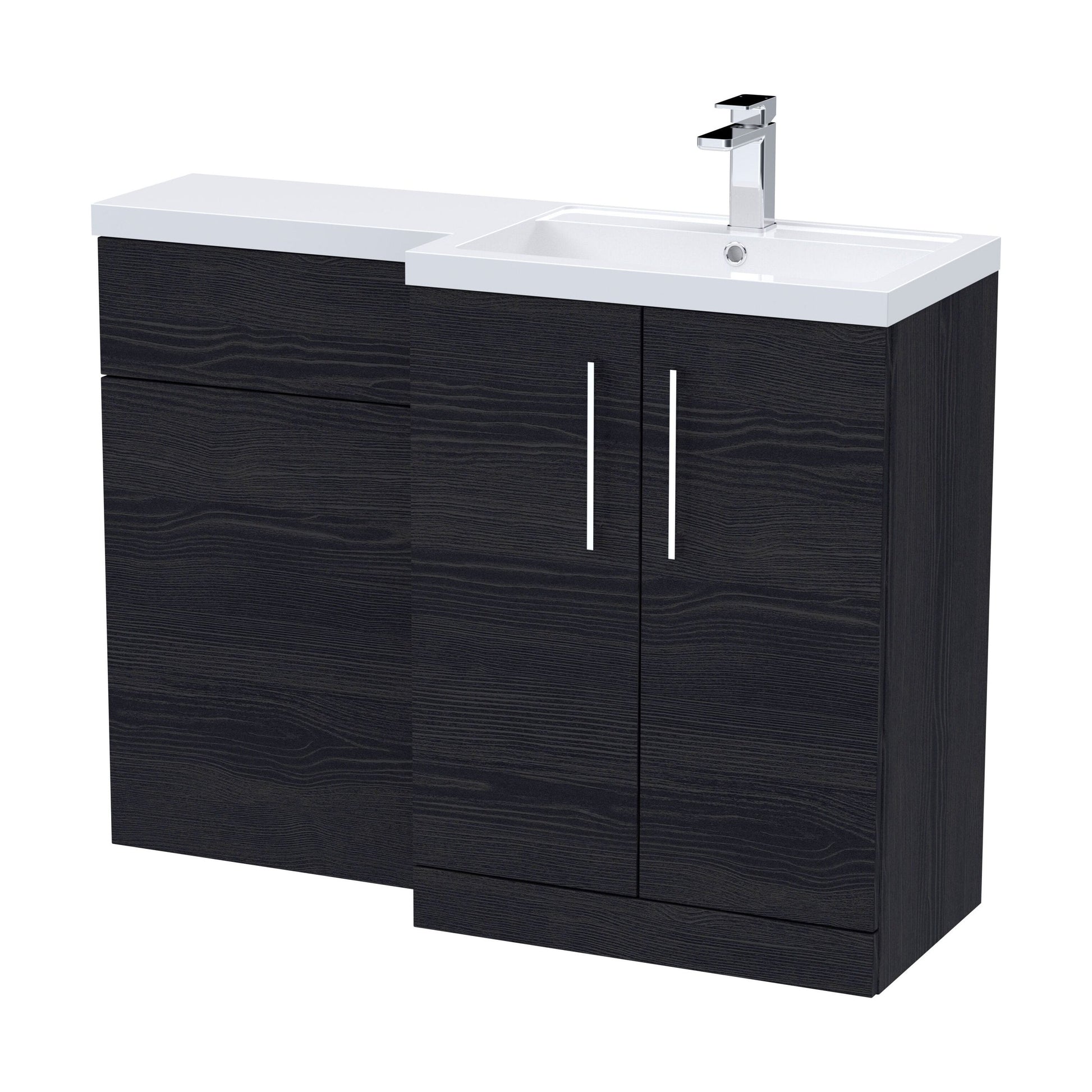[BFLE611R] Bramshall Combination Vanity Unit with Basin & WC, Right Hand, 1100mm x 390mm - Choice of Colour and Handle Finish - Cutout
